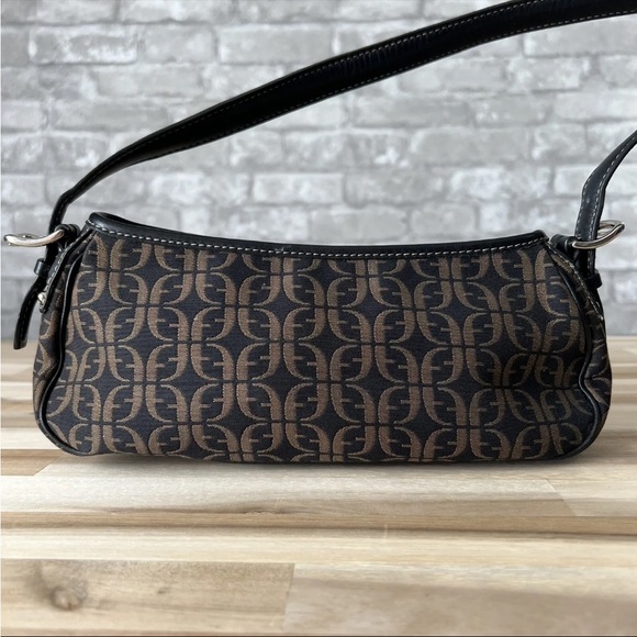 Vintage Y2K Fossil Shoulder Bag All Over Print Black and Brown Canvas - Picture 3 of 12